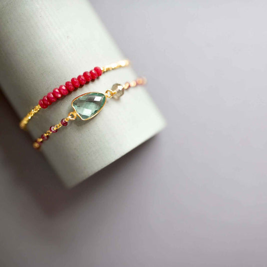 Bracelet Set: Green Amethyst and Red JadeOur easy stacking bracelet sets are completely adjustable so they fit everyone. Made with sparkling bezel gemstones and tiny stone accents. We love the beautiful tonBracelet SetPARKEN JEWELRYVettedArcBracelet Set