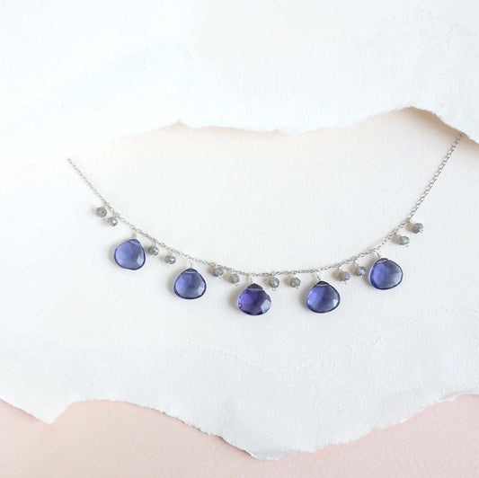 Tanzanite Quartz Silver Sparkler NecklaceA lovely string of sparkling gems.- Tanzanite Quartz & Labradorite gemstones- 16-18" long. Necklace has a 2" extender- Spring ring clasp- Rhodium plated .925 finNecklacesPARKEN JEWELRYVettedArcTanzanite Quartz Silver Sparkler Necklace