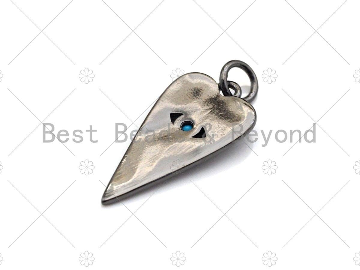 Turquoise CZ Micro Pave Evil Eye Pendant/Charm, Gunmetal/Gold Cubic Zirconia Carrot Shape Pendant Charm, 11x21mm,sku#Y258