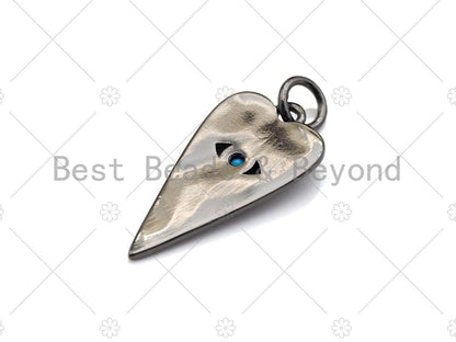 Turquoise CZ Micro Pave Evil Eye Pendant/Charm, Gunmetal/Gold Cubic Zirconia Carrot Shape Pendant Charm, 11x21mm,sku#Y258