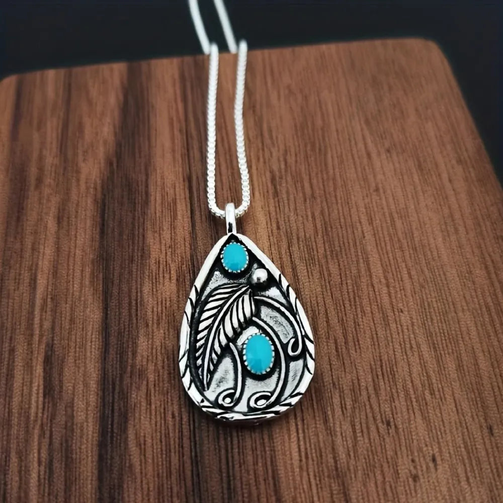 Turquoise Teardrop Pendant Necklace Bumpkin Ranchwear