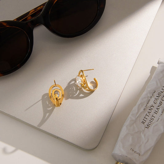 Light Luxury, High-end Zircon Stud Earrings For Autumn And Winter