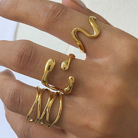 18K Gold Titanium Steel Open Ring