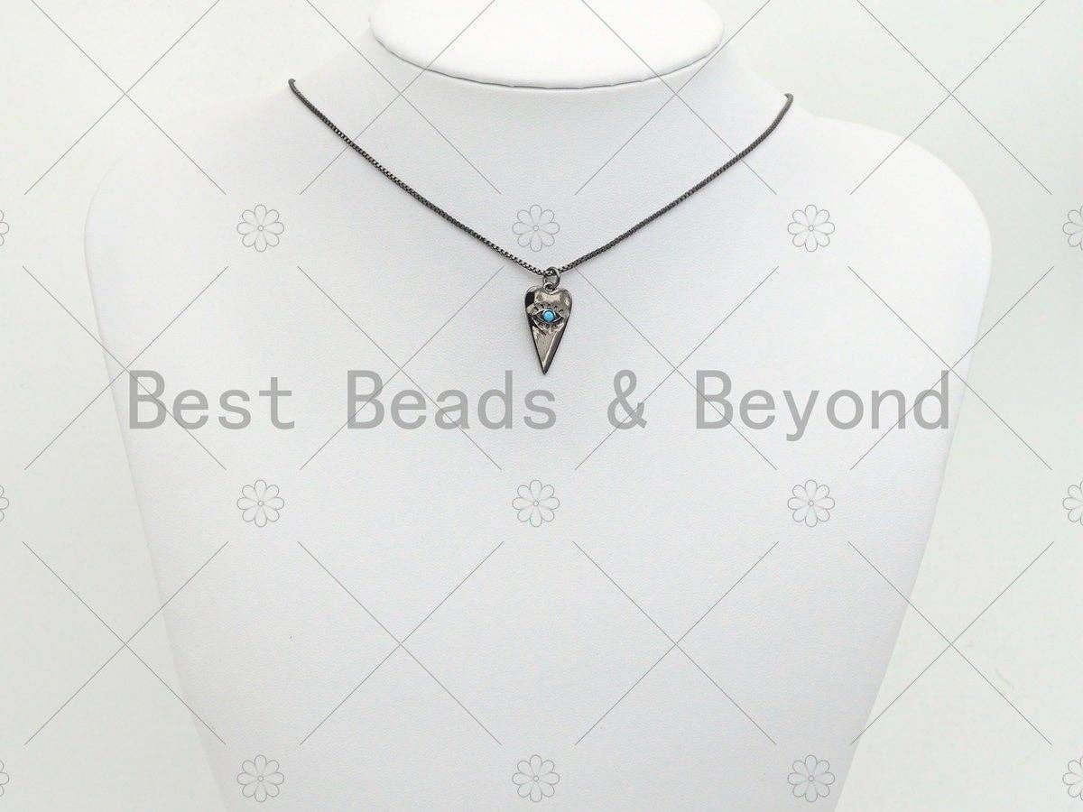 Turquoise CZ Micro Pave Evil Eye Pendant/Charm, Gunmetal/Gold Cubic Zirconia Carrot Shape Pendant Charm, 11x21mm,sku#Y258