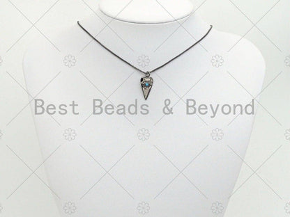 Turquoise CZ Micro Pave Evil Eye Pendant/Charm, Gunmetal/Gold Cubic Zirconia Carrot Shape Pendant Charm, 11x21mm,sku#Y258