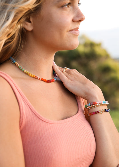 Natural Gemstone Necklace + 14k Gold Filled Toggle : Skyline