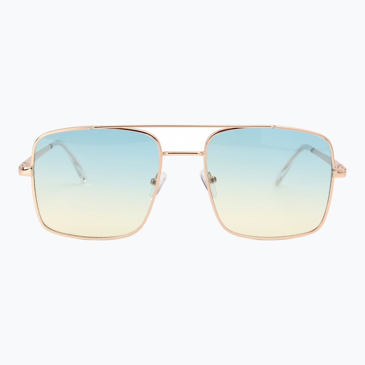 Drifter Metal Square Aviator Sunglasses Amber Gradient Lenses Jaxy Eyewear
