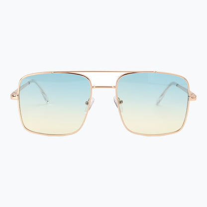 Drifter Metal Square Aviator Sunglasses Amber Gradient Lenses Jaxy Eyewear