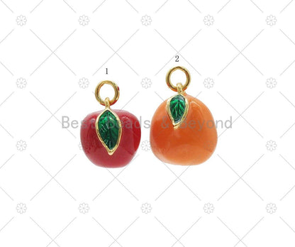 Enamel Orange Apple Charm, Sku#Y578