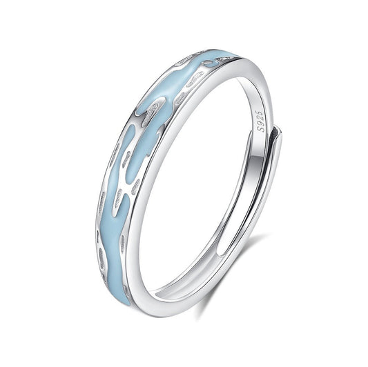 S925 Sterling Silver Jiangnan Misty Rain Fluorescent Couple Ring