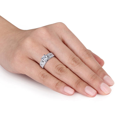 Women'S Created Sapphire Sterling Silver Engagement Ring