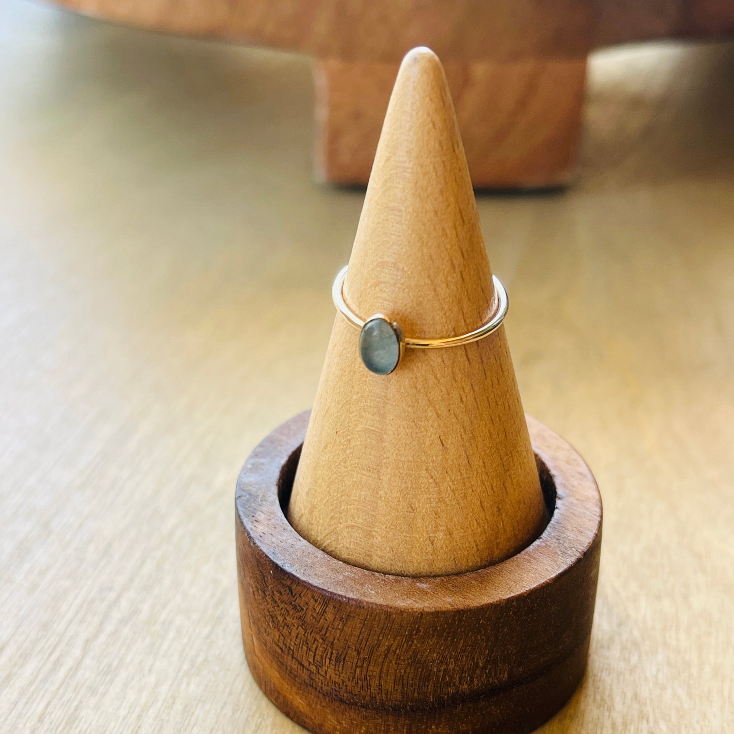 14k gold filled OVAL BLUE JADE GEMSTONE RING