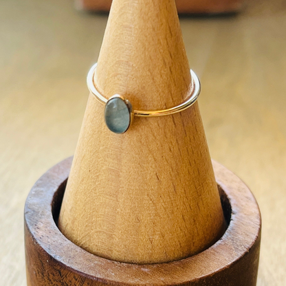 14k gold filled OVAL BLUE JADE GEMSTONE RING