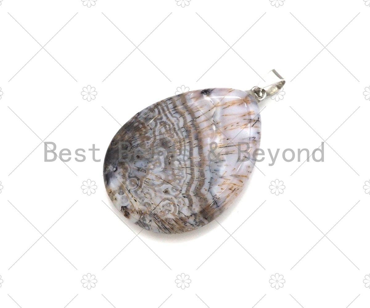 Quality Natural Sodalite/Dentric Opal/Tourmalated Quartz/Red FLower Agate/Ocean Jasper/Rutile Agate Teardrop Pendant,30x40mm,Sku#YK21