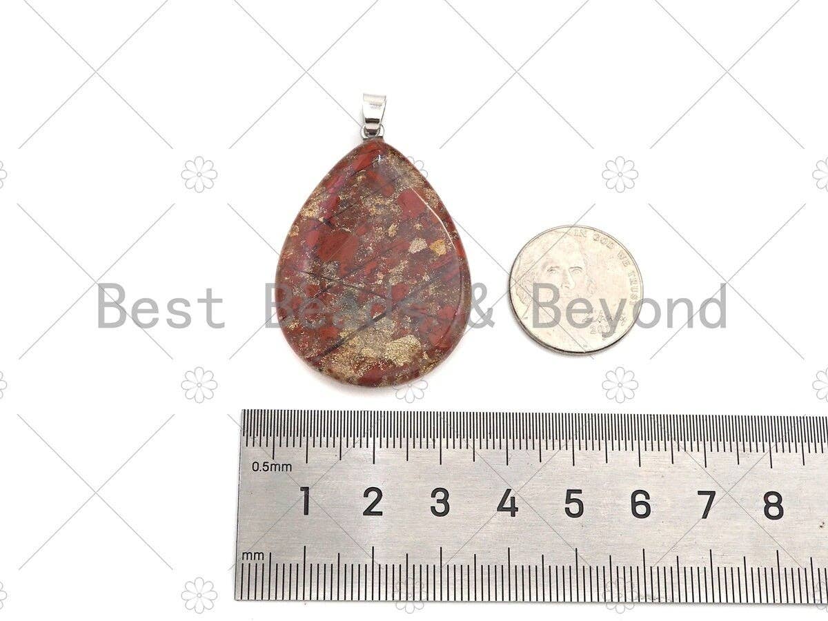 Quality Natural Sodalite/Dentric Opal/Tourmalated Quartz/Red FLower Agate/Ocean Jasper/Rutile Agate Teardrop Pendant,30x40mm,Sku#YK21
