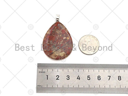 Quality Natural Sodalite/Dentric Opal/Tourmalated Quartz/Red FLower Agate/Ocean Jasper/Rutile Agate Teardrop Pendant,30x40mm,Sku#YK21