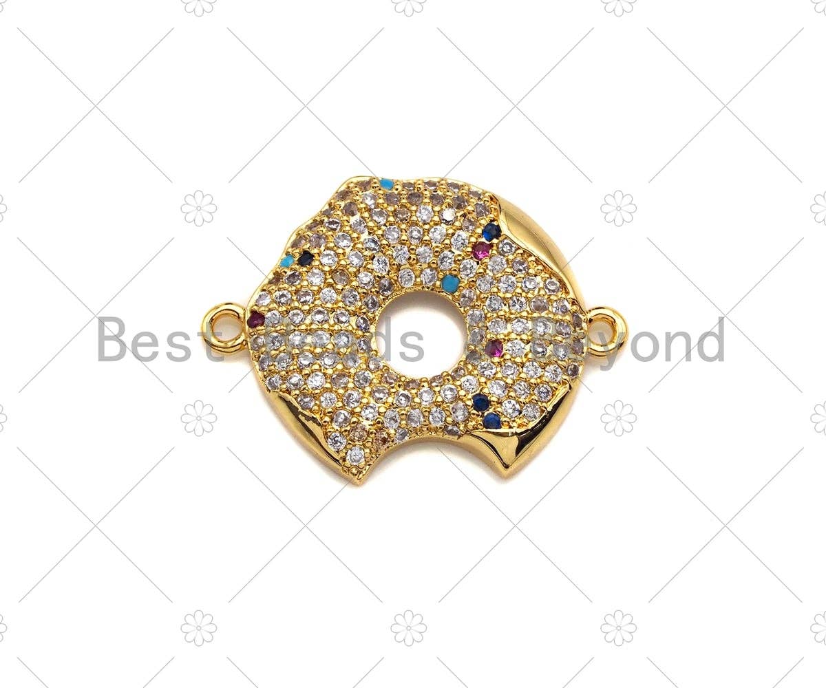 CZ Micro Pave Donut Ring Connector Beads, Donut Bite Ring Connector Charms, 18x24mm, sku#Y298