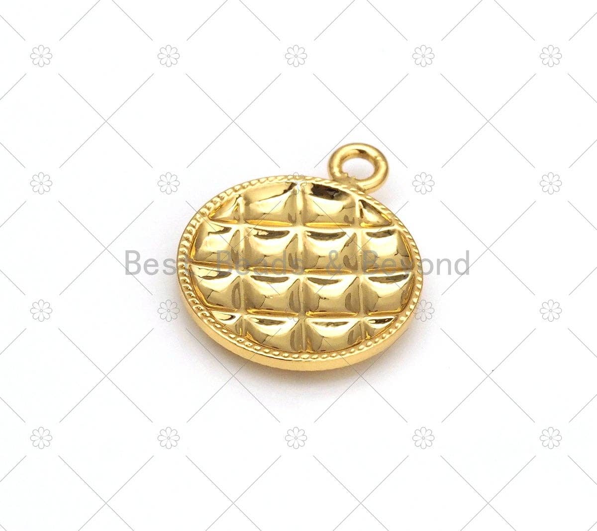 Dainty Gold Round Coin Shape Pendant, 18K Gold Filled Round Charm, Necklace Bracelet Charm Pendant, 20x16mm,Sku#Y519