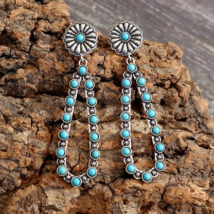Flower Artificial Turquoise Teardrop Earrings Bumpkin Ranchwear