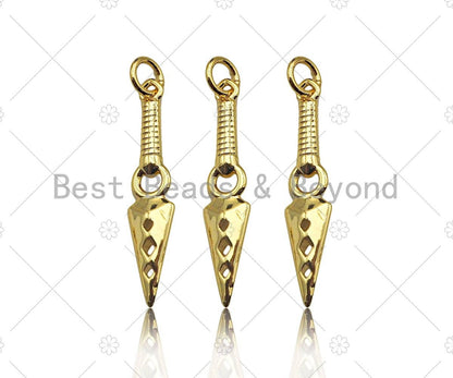 Gold Filled Sword with Holes Shape Pendant, 18K Gold Filled Sword Charm, Necklace Bracelet Charm Pendant, 6x27mm, Sku#Y446