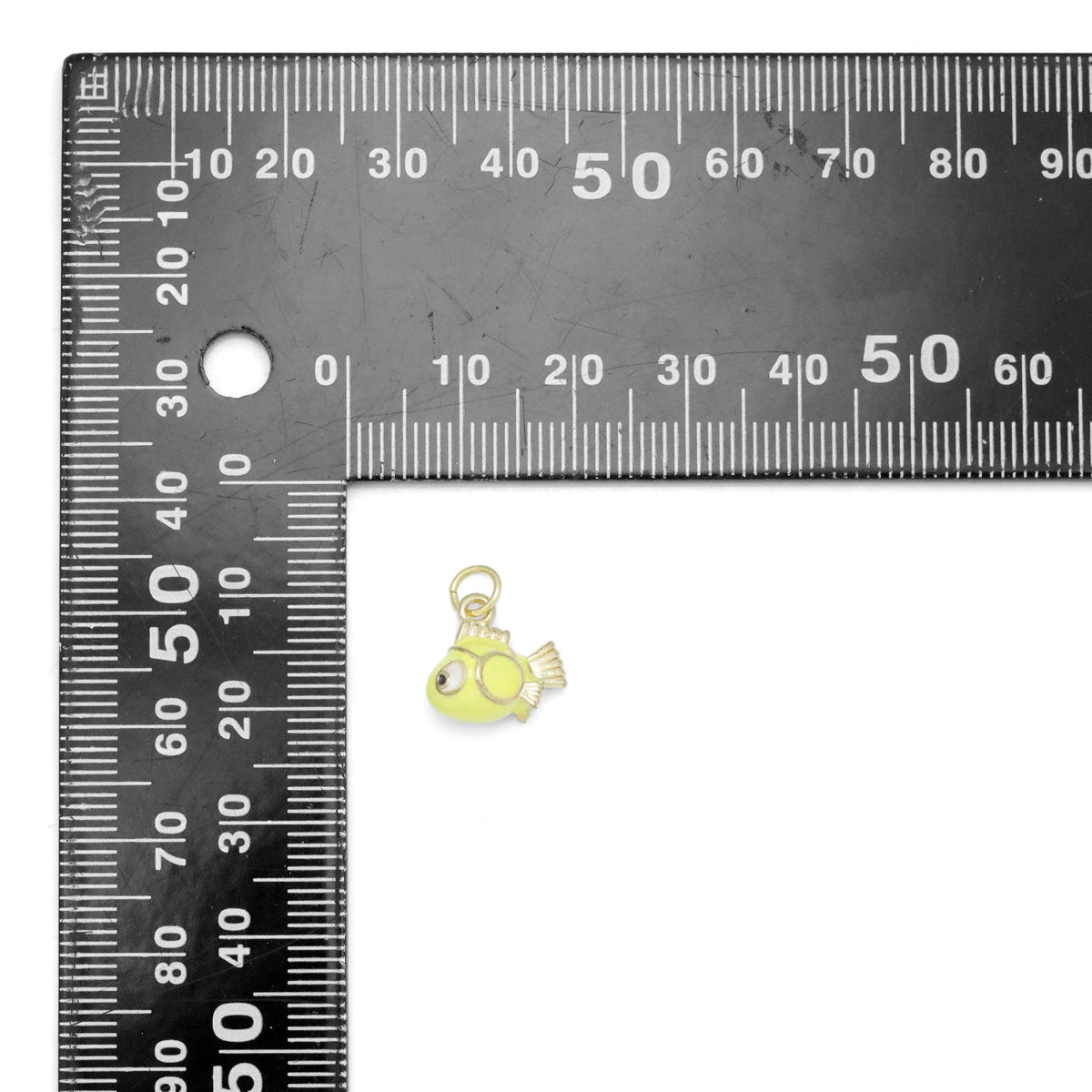 Gold Yellow 3D Fish Charm Pendant, Sku#Y1012