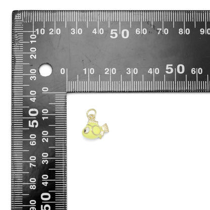 Gold Yellow 3D Fish Charm Pendant, Sku#Y1012