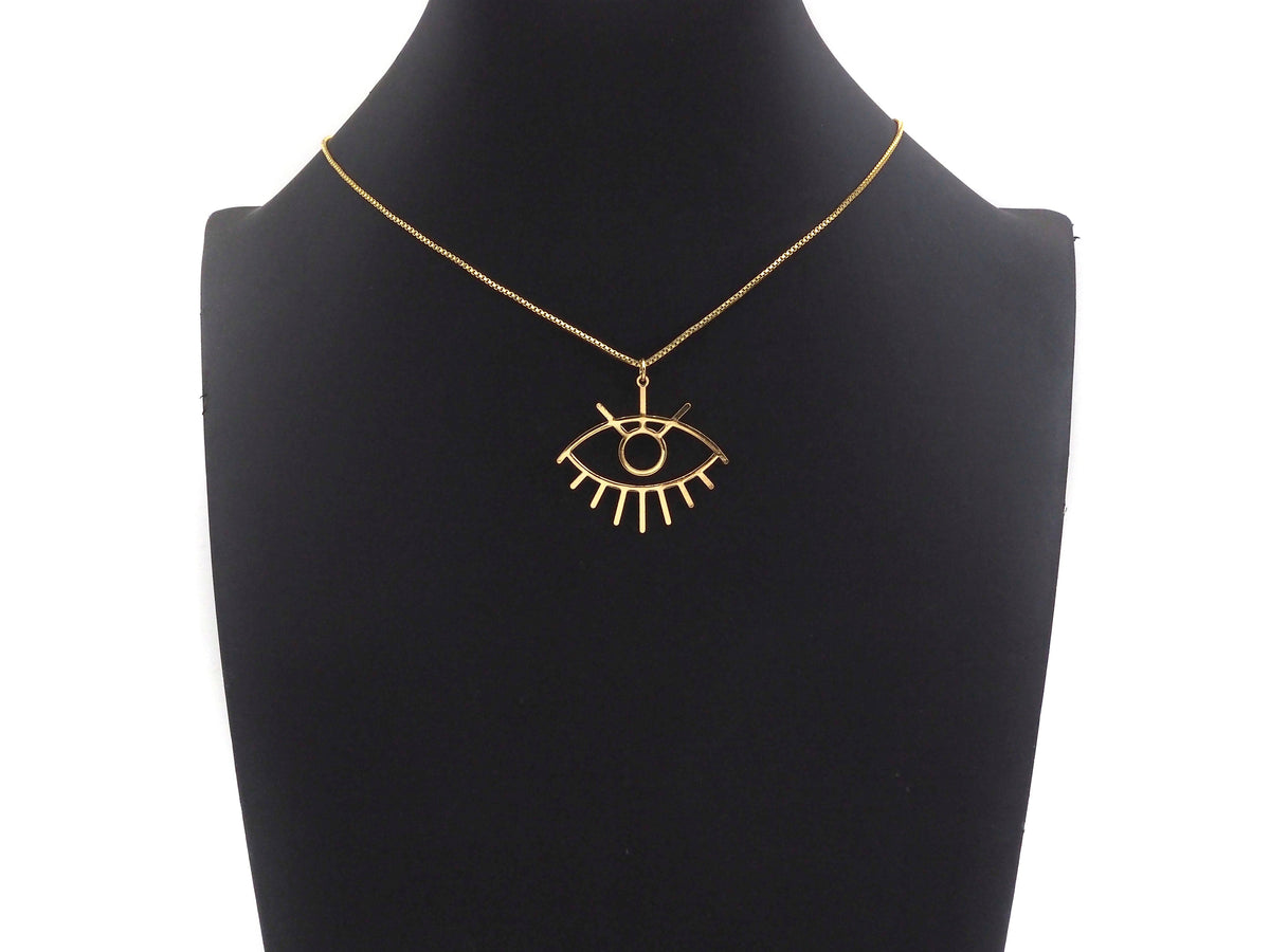 CZ Micro Pave Evil Eye with Eyelash Frame Pendant/Charm, Gold Evil Eye Cubic Zirconia Pendant Charm,36x33mm,sku#Y313