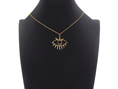 CZ Micro Pave Evil Eye with Eyelash Frame Pendant/Charm, Gold Evil Eye Cubic Zirconia Pendant Charm,36x33mm,sku#Y313