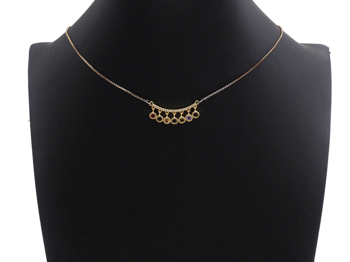 Colorful CZ Curve Bar with Dangles Charm/Pendant,SKU#F1131
