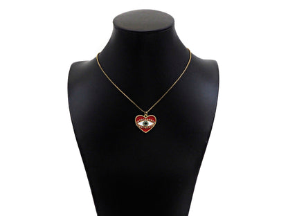 Gold Filled White Enamel Evil Eye On Red Enamel Heart Pendant,CZ Micro Pave 18K Gold Filled Enamel Charm, Enamel Jewelry, 24x21mm,Sku#Y457