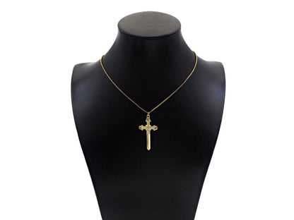 Gold Filled CZ Micro Pave Cross Sword Shape Pendant, 18K Gold Filled Cross Charm, Necklace Bracelet Charm Pendant, 40x21mm,Sku#Y459