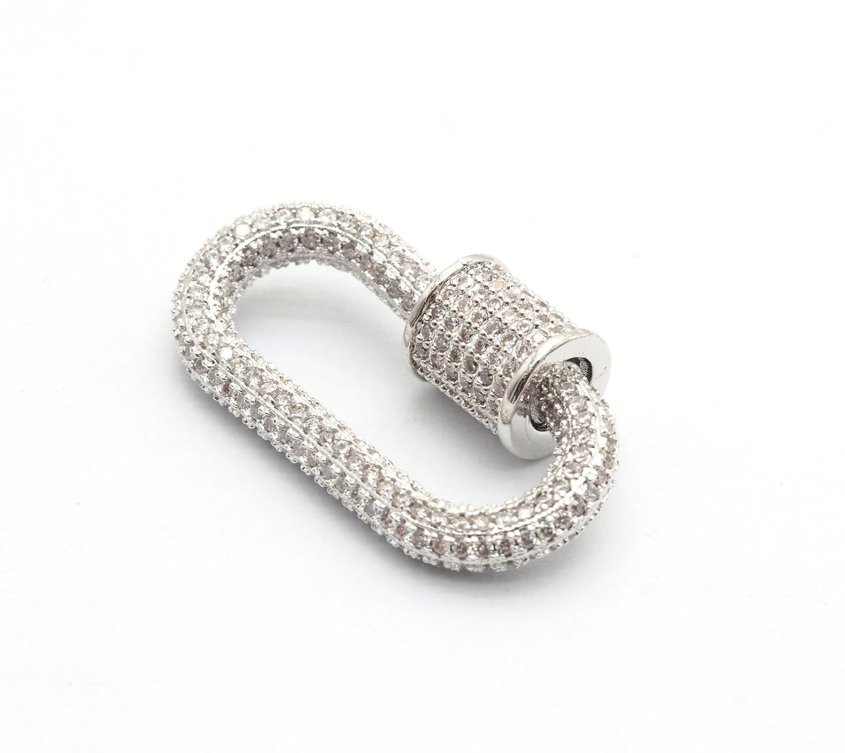 Fully CZ Pave Oval carabiner clasp, Sku#H138