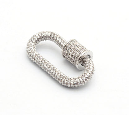Fully CZ Pave Oval carabiner clasp, Sku#H138
