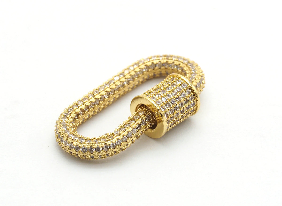 Fully CZ Pave Oval carabiner clasp, Sku#H138
