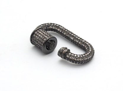 Fully CZ Pave Oval carabiner clasp, Sku#H138