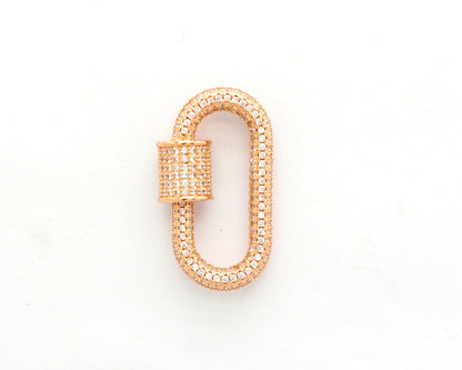 Fully CZ Pave Oval carabiner clasp, Sku#H138