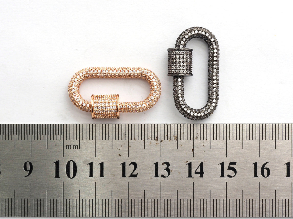 Fully CZ Pave Oval carabiner clasp, Sku#H138