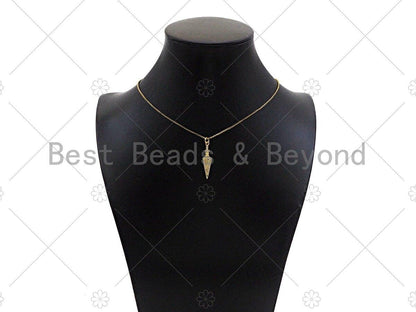 Gold Filled CZ Micro Pave Arrows Shape Pendant, 18K Gold Filled Arrowhead Charm, Necklace Bracelet Charm Pendant, 7x29mm, Sku#Y445