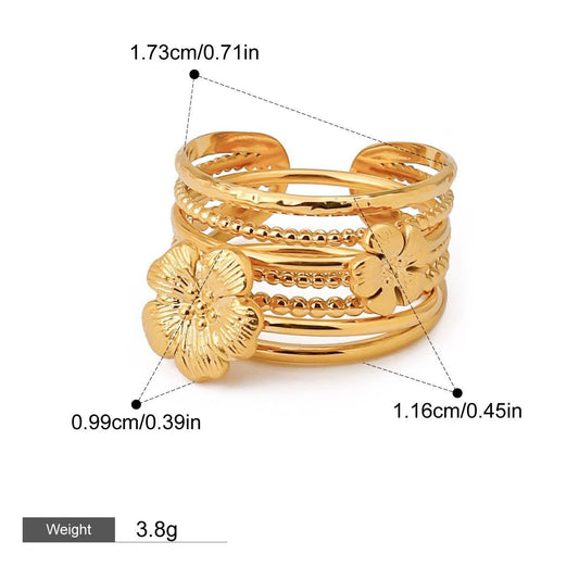 18K Gold Geometric Gemstone Inlaid Exquisite Design Dazzling Ring