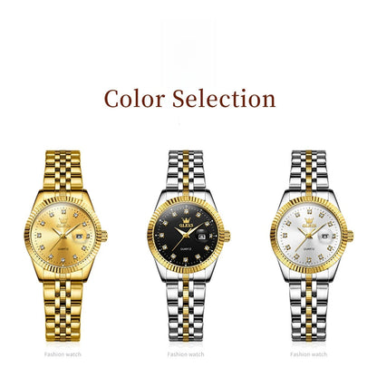 Women's Gold Stainless Steel Watch 33mm Luminous Date