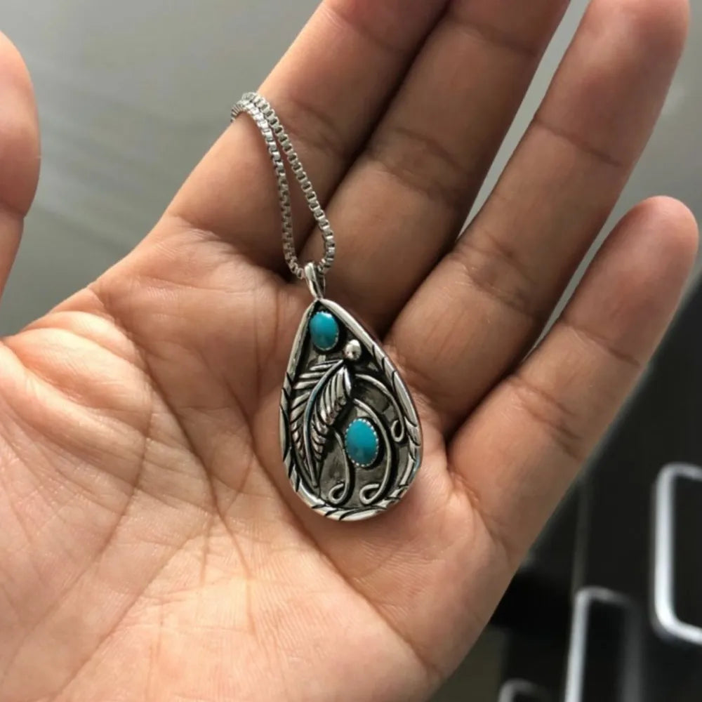Turquoise Teardrop Pendant Necklace Bumpkin Ranchwear