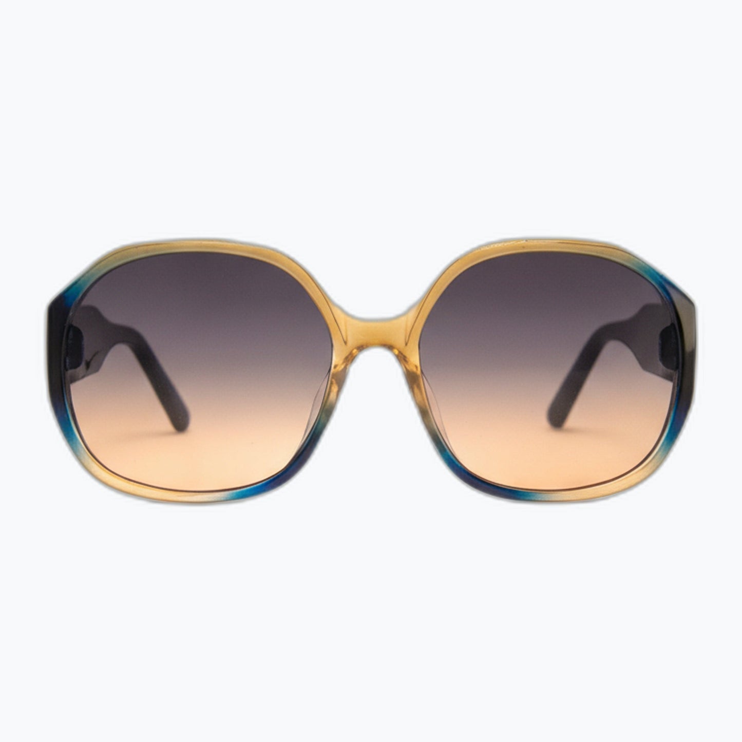 Studio Gradient Oversized Square Frame Sunglasses Golden Amber to Electric Blue Jaxy Eyewear