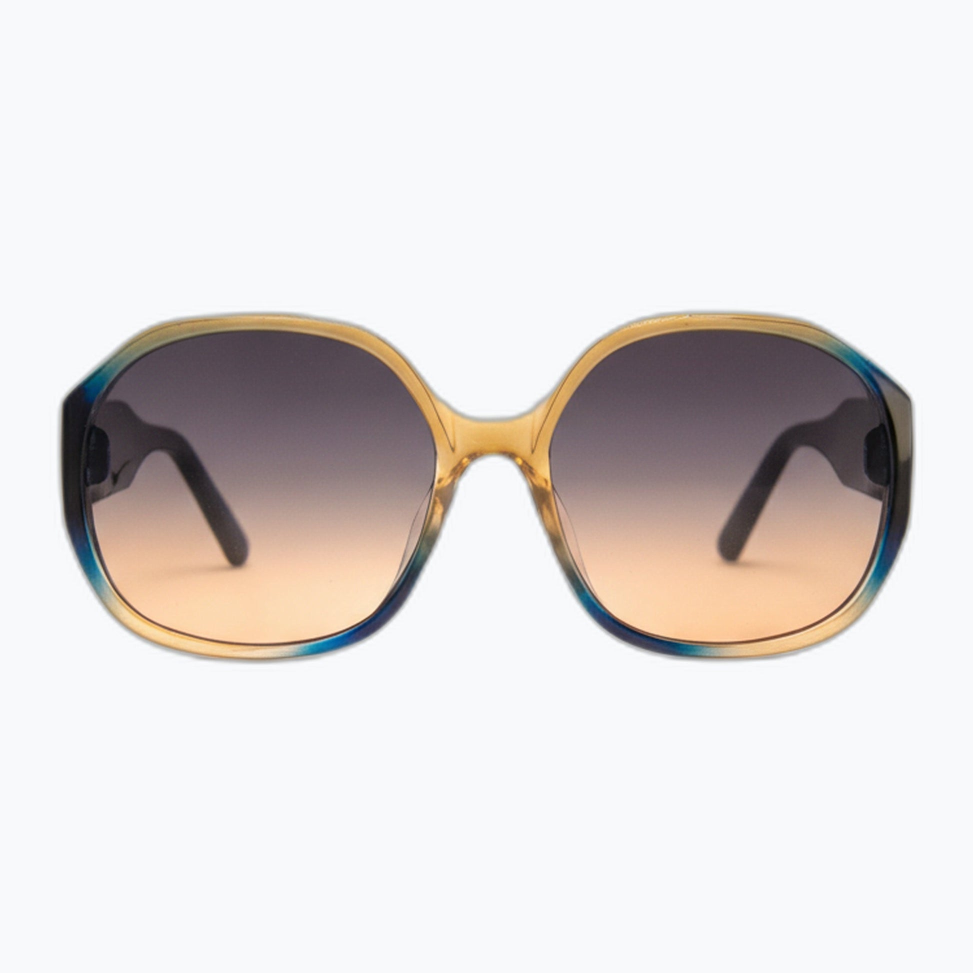 Studio Gradient Oversized Square Frame Sunglasses Golden Amber to Electric Blue Jaxy Eyewear