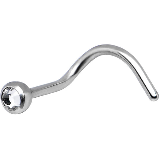 Polished Grade 23 Titanium Crystalline Gem Nose Ring BodyCandy