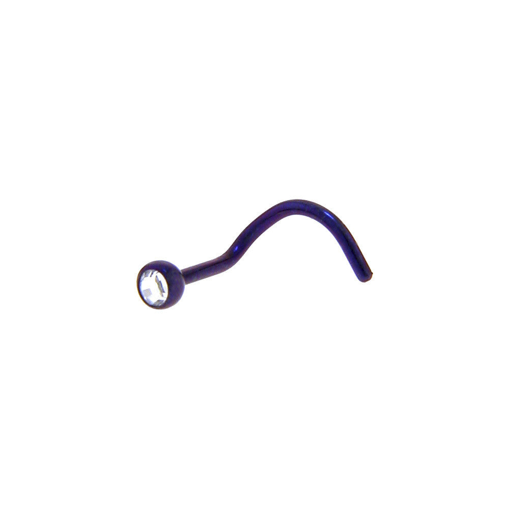 Grade 23 Titanium Dark Purple Crystalline Gem Nose Ring BodyCandy