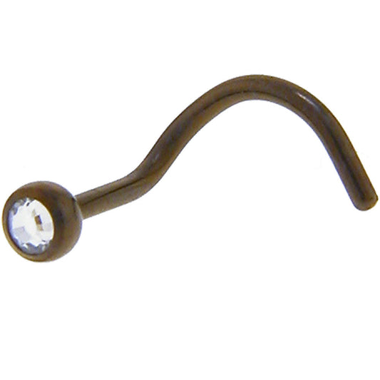 Grade 23 Titanium Bronze Crystalline Gem Nose Ring BodyCandy