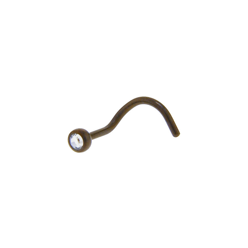 Grade 23 Titanium Bronze Crystalline Gem Nose Ring BodyCandy