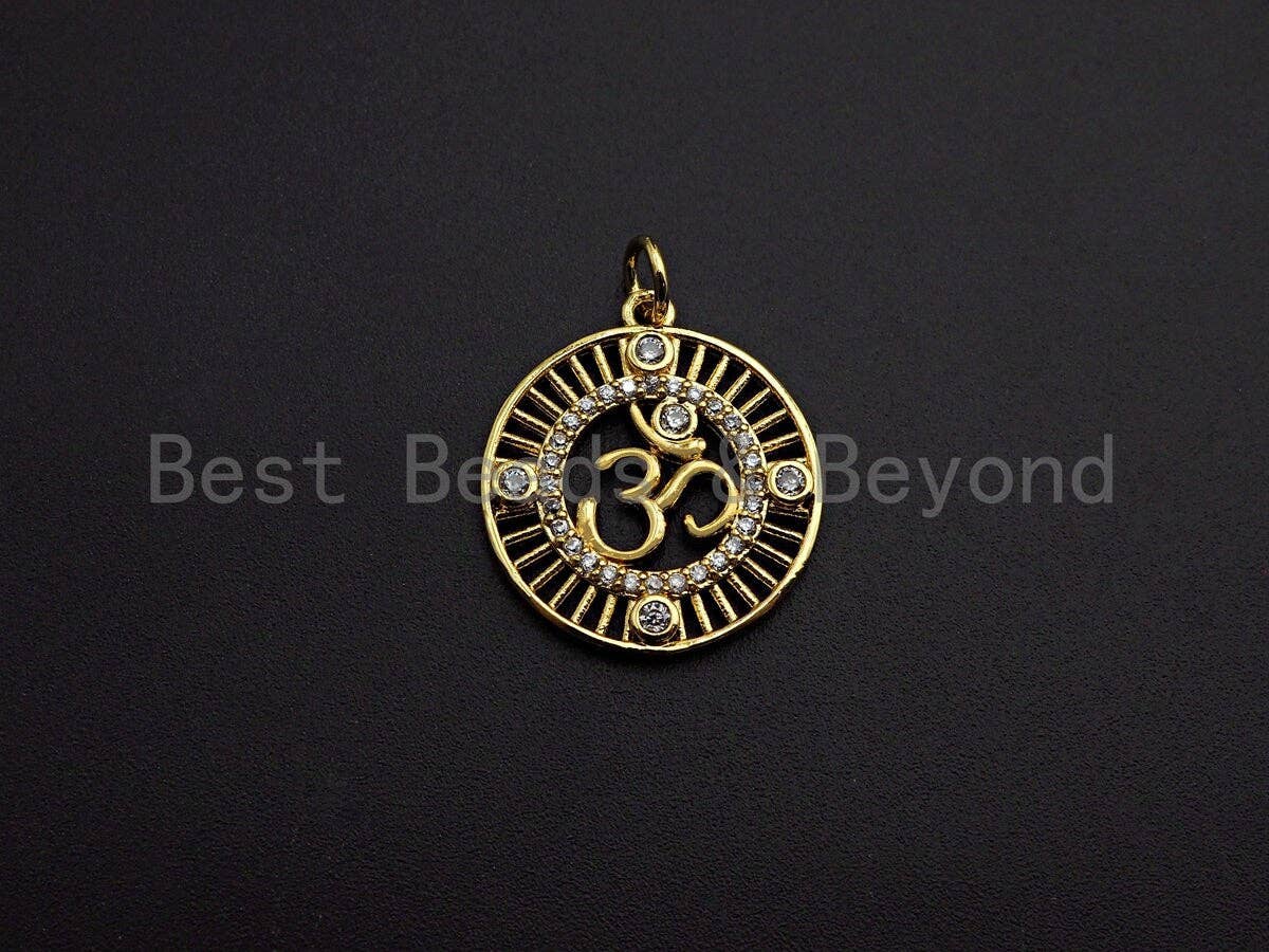 CZ Micro Pave Ohm Sign Charm, Namaste Buddhism Charm, CZ Yoga Charm, 19mm, SKU#Y241