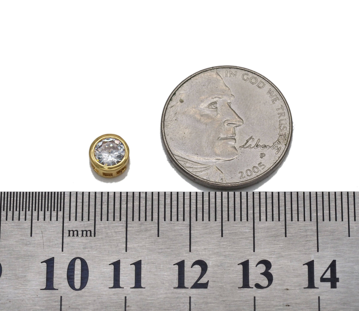 Gold CZ Round Charm, Sku#Y734