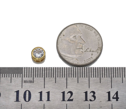 Gold CZ Round Charm, Sku#Y734